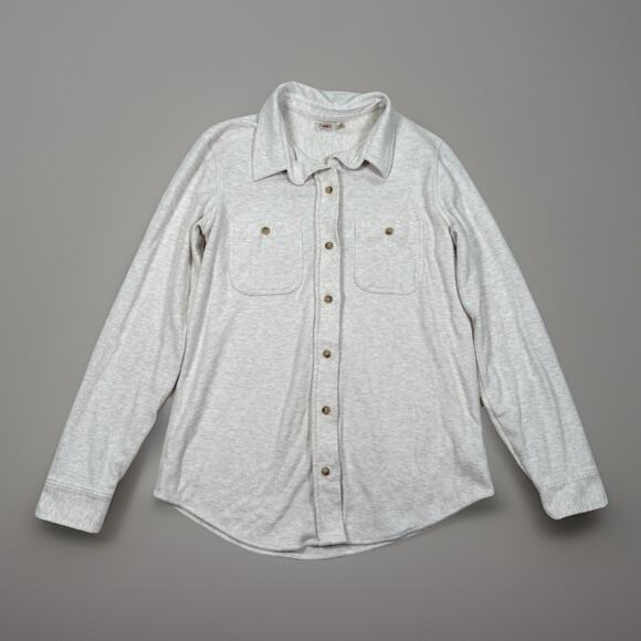 Faherty Legend Sweater Shirt Womens Size S Off White Flannel Pockets Button Up - Picture 2 of 7